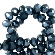 Top Facet kralen 3x2mm disc Midnight blue-pearl shine coating